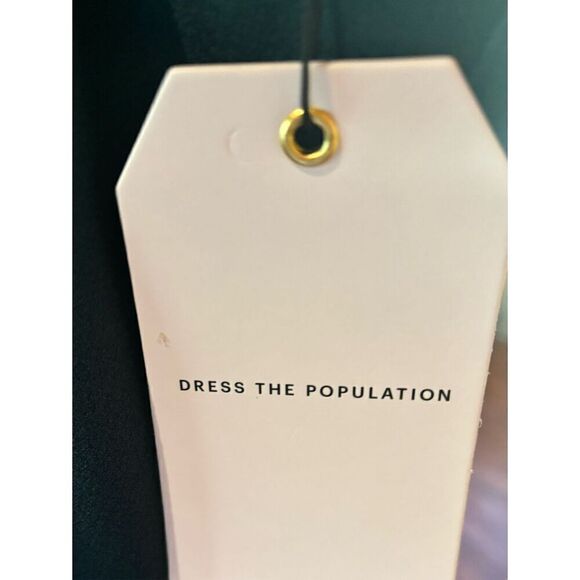 Dress the Population Sandra Plunge Crepe Slit Gown in Pine Green NWT Size Small - Picture 7 of 7